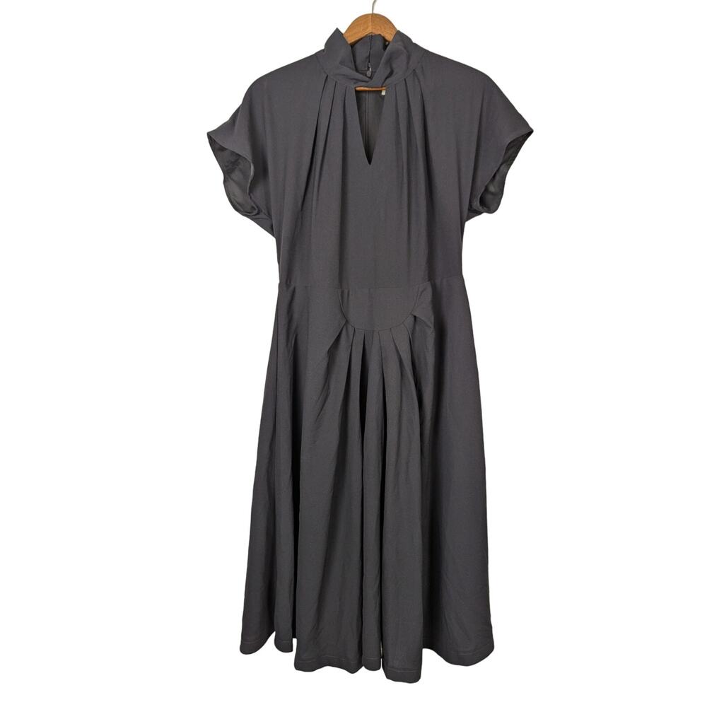 NWT Lindy Bop Swing Dress Womens 10 Black Emma Lou Midi Retro Rockabilly Pin Up